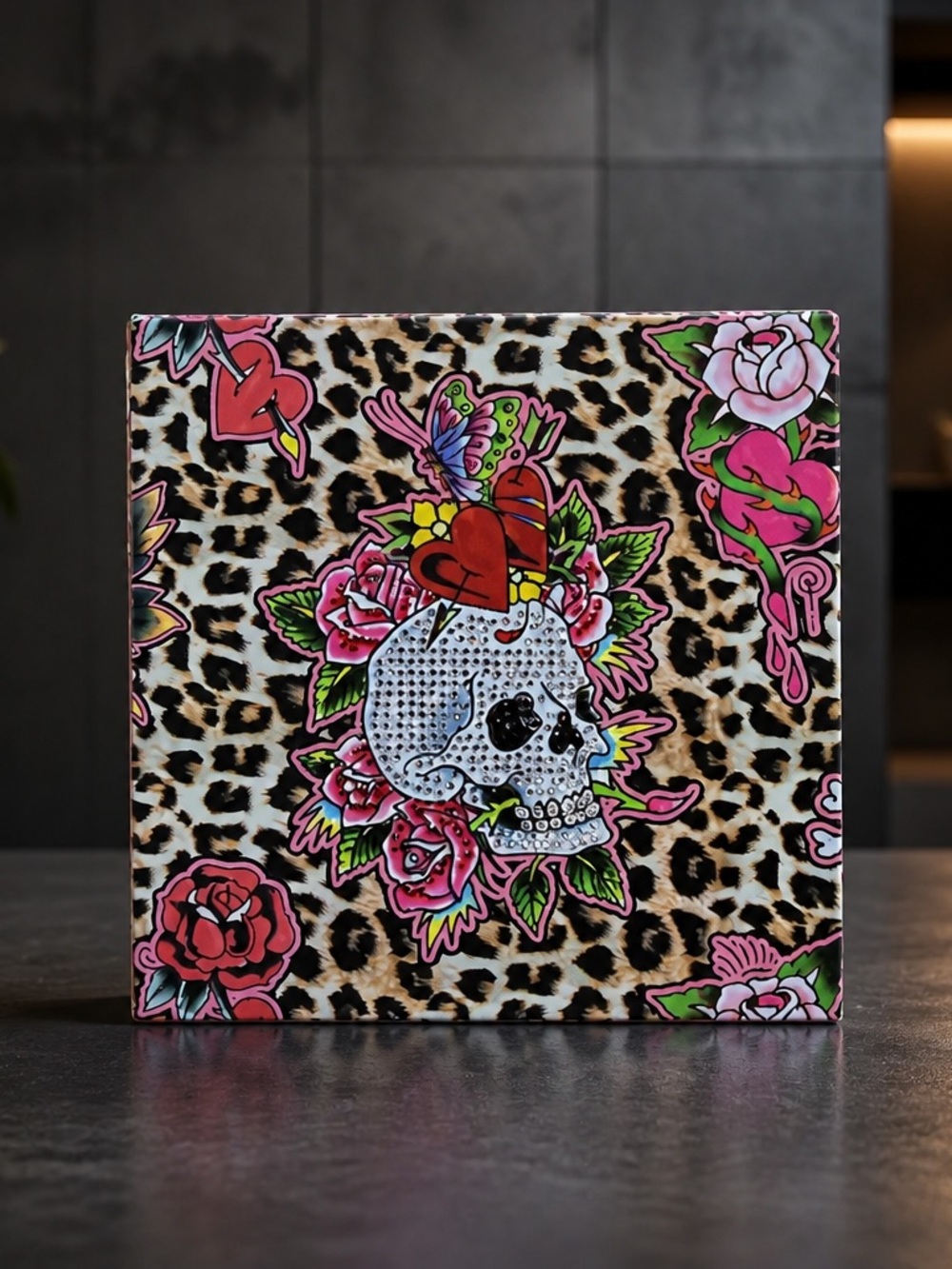 Ed Hardy Skull Tiger & Roses Leopard Print Watch New in Box